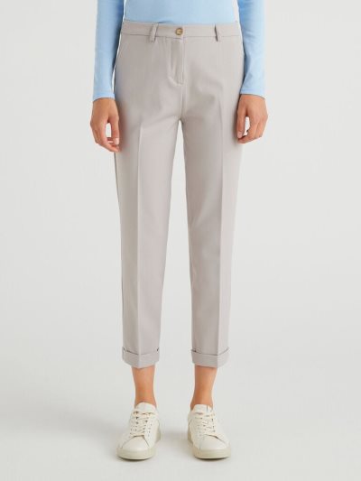 Grey Women's Benetton Stretch Cuffs Trousers | AU399039