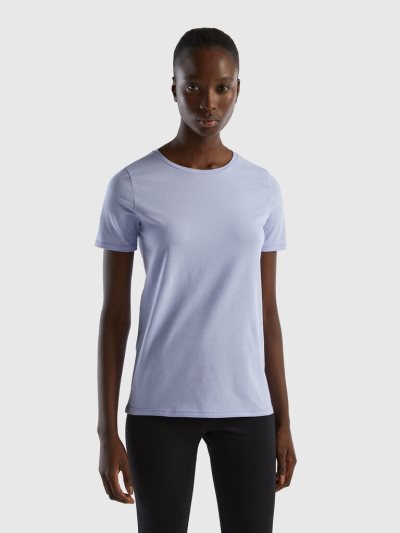 Lavender Women's Benetton Super Stretch Organic Cotton T Shirts | AU301223