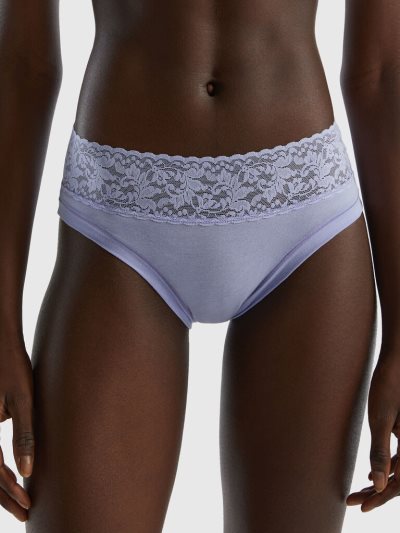 Lavender Women's Benetton Super Stretch Organic Cotton Lace Knickers | AU748344