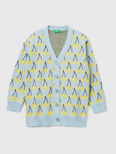 Light Blue Kids' Benetton Cherry Pattern Cardigan | AU966602