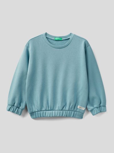 Light Blue Kids' Benetton Crew Neck Organic Cotton Sweatshirt | AU637472