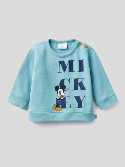 Light Blue Kids' Benetton Mickey & Friends 100% Cotton Sweatshirt | AU865336