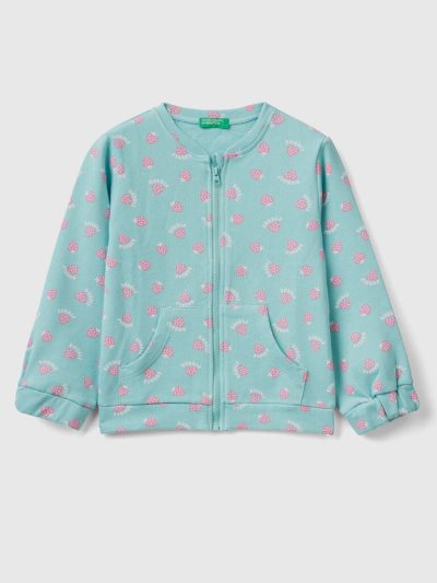 Light Blue Kids' Benetton Patterned Zip Sweatshirt | AU844106