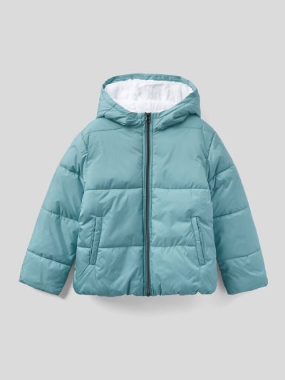 Light Blue Kids' Benetton Rain Defender Hood Padded Jackets | AU637309