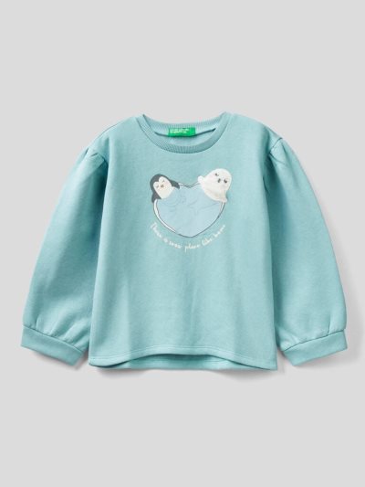 Light Blue Kids' Benetton Warm Balloon Sleeves Sweatshirt | AU365295