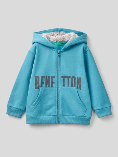 Light Blue Kids' Benetton Warm Lined Hood Hoodie | AU458019