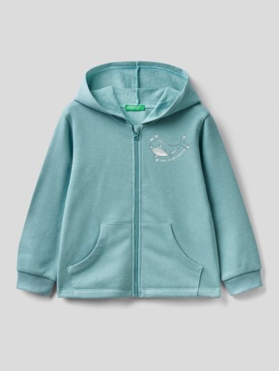 Light Blue Kids' Benetton Warm Print Hoodie | AU319320