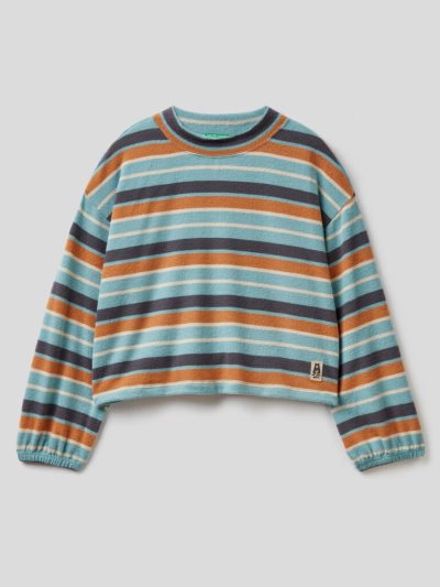 Light Blue Kids' Benetton Warm Striped Long Sleeve T-shirts | AU653783