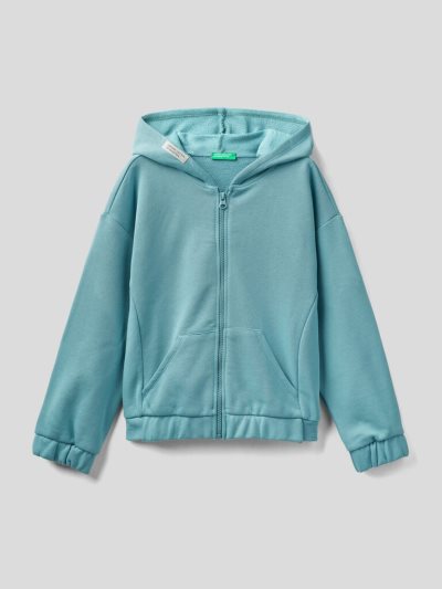 Light Blue Kids' Benetton Zip Organic Cotton Hoodie | AU033370