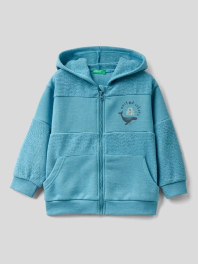 Light Blue Kids' Benetton Zip-up Hoodie | AU680514