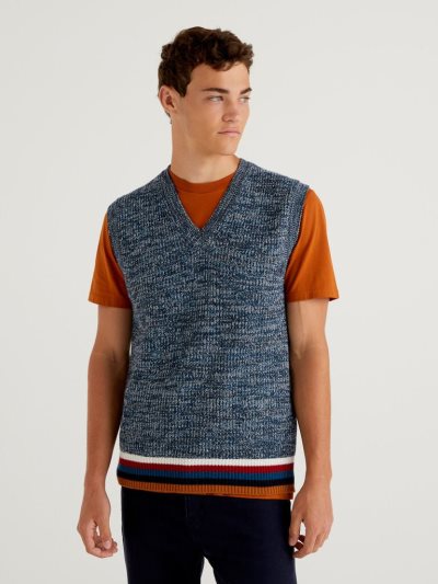 Light Blue Men's Benetton Cashmere Blend Vest | AU156922