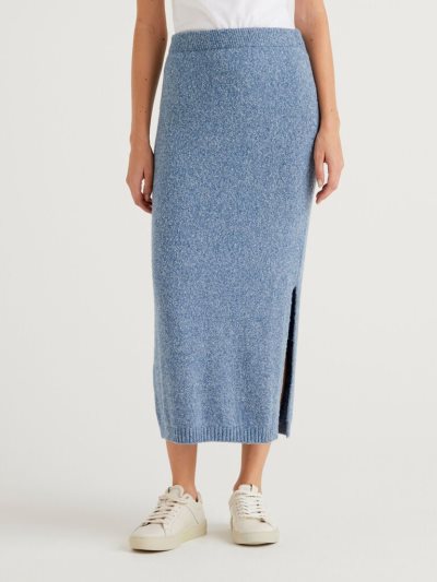 Light Blue Women's Benetton Knit Midi Skirts | AU684907