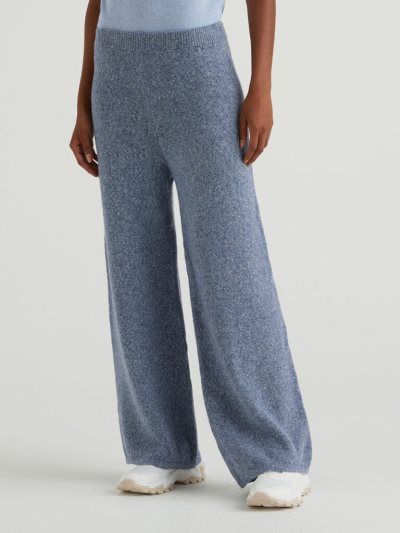 Light Blue Women's Benetton Knit Palazzo Trousers | AU353951