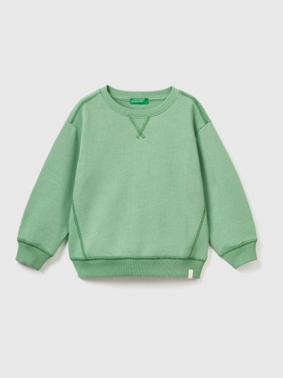 Light Green Kids' Benetton Crew Neck Recycled Fabric Sweatshirt | AU508700