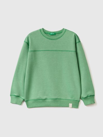 Light Green Kids' Benetton Pullover Recycled Fabric Sweatshirt | AU569632