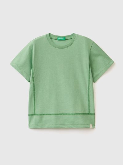 Light Green Kids' Benetton Recycled Fabric Short Sleeve T-shirts | AU153212