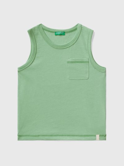 Light Green Kids' Benetton Recycled Fabric Pocket Tanks | AU653248