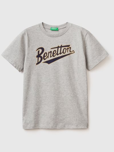 Light Grey Kids' Benetton 100% Organic Cotton Short Sleeve T-shirts | AU355188