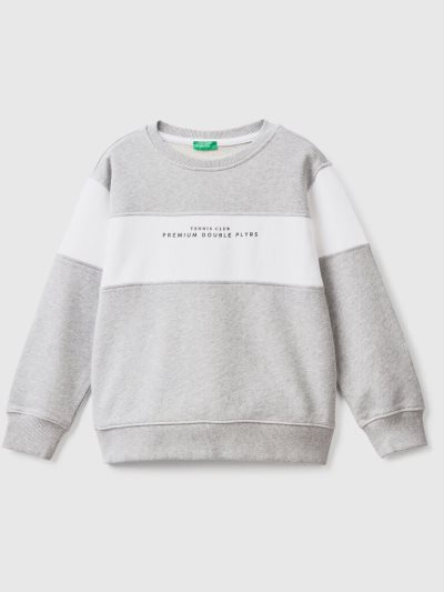 Light Grey Kids' Benetton Color Block Print Sweatshirt | AU394325