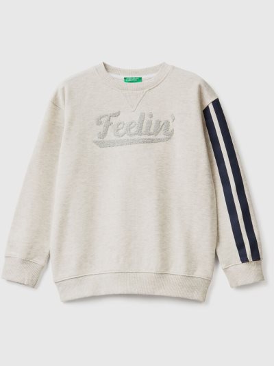 Light Grey Kids' Benetton Crew Neck Embroidery Sweatshirt | AU879456