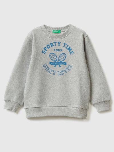 Light Grey Kids' Benetton Crew Neck Print Sweatshirt | AU311130