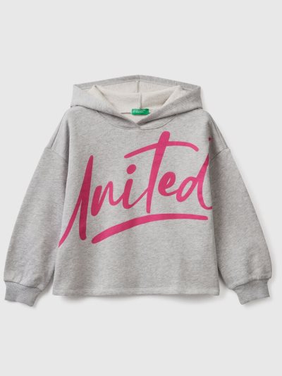 Light Grey Kids' Benetton Cropped Hood Hoodie | AU381510