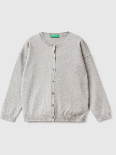 Light Grey Kids' Benetton Glittery Buttons Cardigan | AU799826