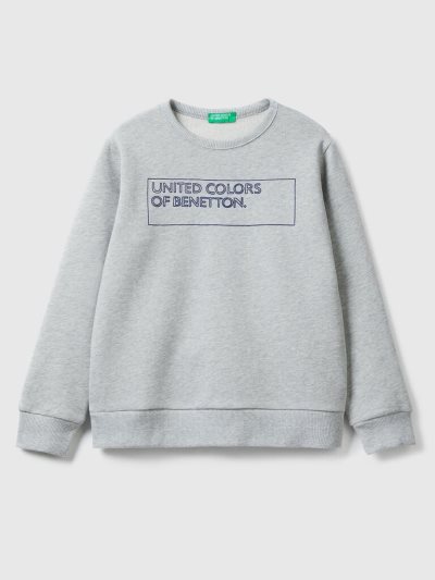 Light Grey Kids' Benetton Logo Print Sweatshirt | AU771335