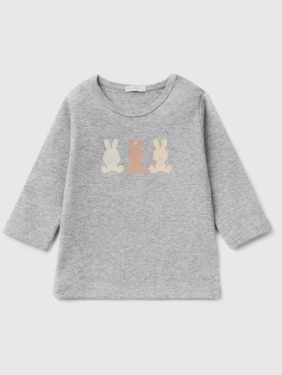 Light Grey Kids' Benetton Long Sleeve 100% Organic Cotton T Shirts | AU331428