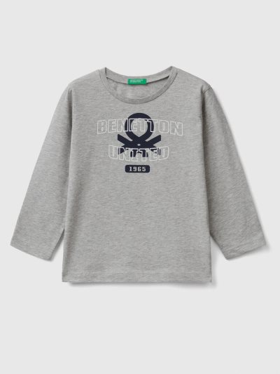 Light Grey Kids' Benetton Long Sleeve Organic Cotton T Shirts | AU758636