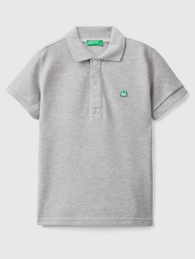 Light Grey Kids' Benetton Organic Cotton Short Sleeve Polo Shirts | AU301285