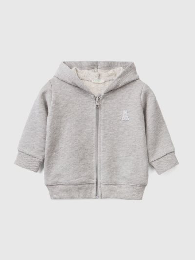 Light Grey Kids' Benetton Organic Cotton Hooded Sweatshirt | AU430620