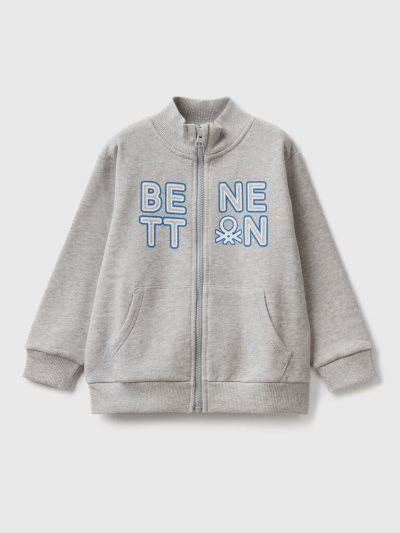 Light Grey Kids' Benetton Organic Cotton Zip Sweatshirt | AU691759