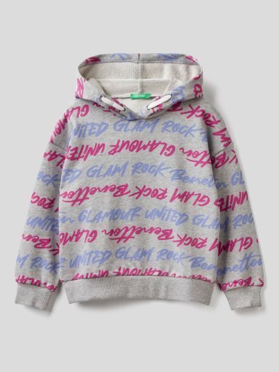 Light Grey Kids' Benetton Patterned Hood Hoodie | AU353736