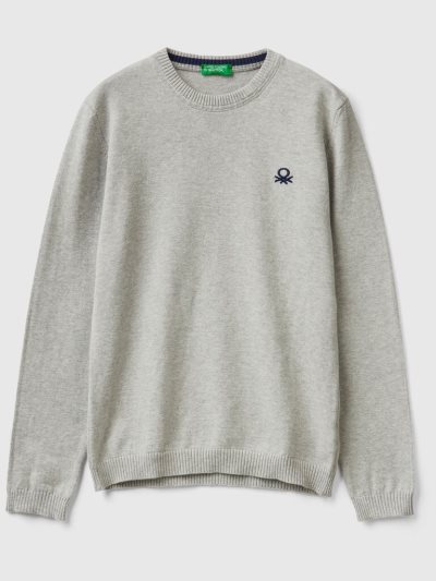 Light Grey Kids' Benetton Pure Cotton Logo Sweaters | AU686388