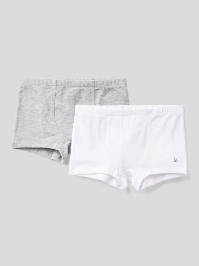 Light Grey Kids' Benetton Two Pairs Of Stretch Cotton Boxers | AU448872