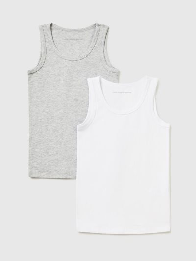 Light Grey Kids' Benetton Two Stretch Cotton Tanks | AU691366