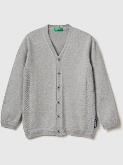 Light Grey Kids' Benetton V-neck Cardigan | AU973769