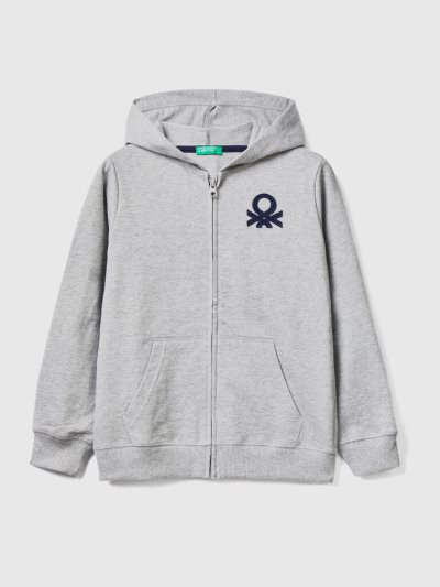 Light Grey Kids' Benetton Zip-up Hoodie | AU932629