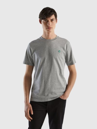 Light Grey Men's Benetton 100% Organic Cotton Basic Short Sleeve T-shirts | AU890986