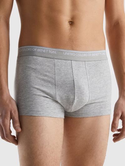 Light Grey Men's Benetton Fitted Organic Cotton Boxers | AU600539