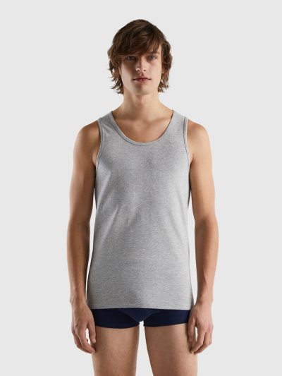 Light Grey Men's Benetton Organic Stretch Cotton Tanks | AU951095