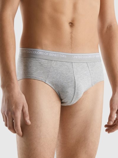 Light Grey Men's Benetton Stretch Organic Cotton Briefs | AU986582