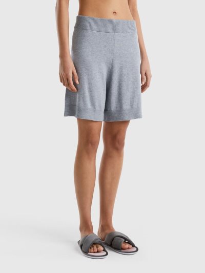 Light Grey Women's Benetton Cashmere Blend Bermudas | AU999861