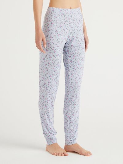 Light Grey Women's Benetton Flowy Flower Trousers | AU658478