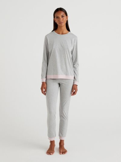 Light Grey Women's Benetton Long Fiber Cotton Matching Sets | AU504156