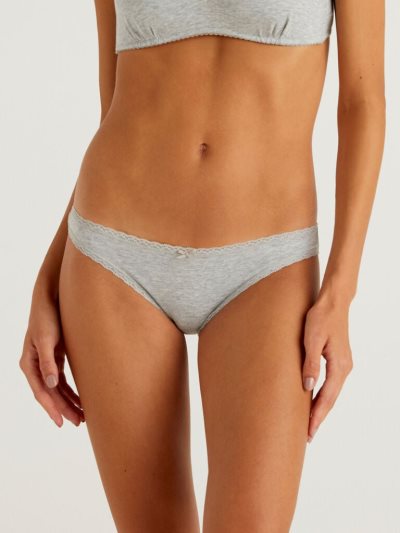 Light Grey Women's Benetton Low-rise Stretch Organic Cotton Knickers | AU527082