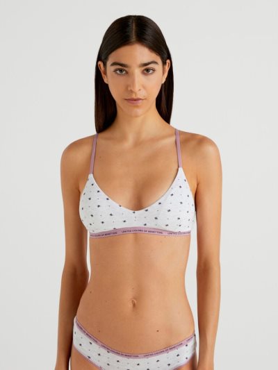 Light Grey Women's Benetton Patterned Triangle Bras | AU262622