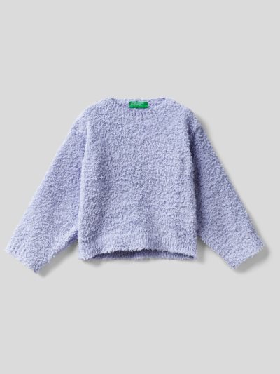 Lilac Kids' Benetton Boxy Fit Bouclé Look Sweaters | AU729051