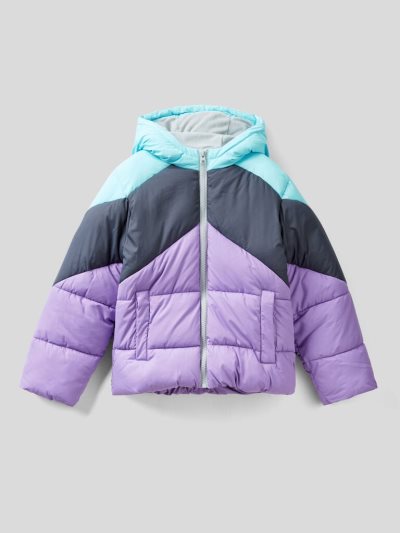 Lilac Kids' Benetton Color Block Hood Padded Jackets | AU511515